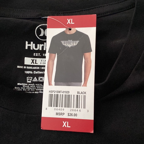 Hurley XL Black T-Shirt. NWT. - Picture 2 of 2